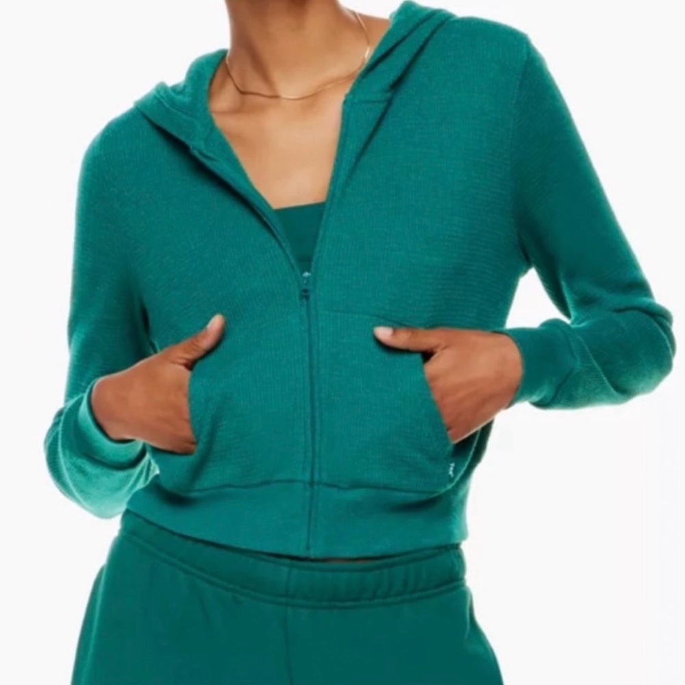 TNA Teal Waffle Knit Hoodie